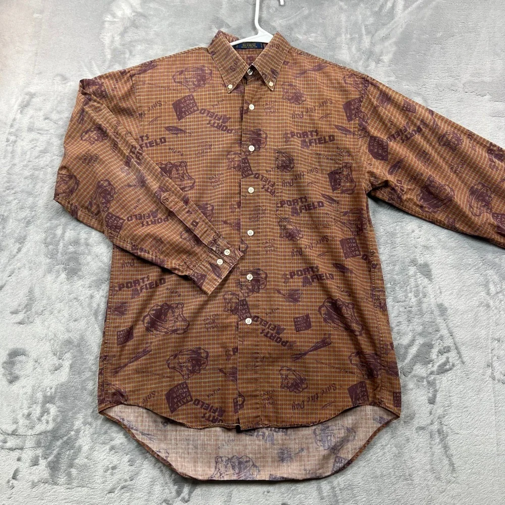 Colours by Alexander Julian Shirt Mens Small Brown Sports Afield Fishing Plaid